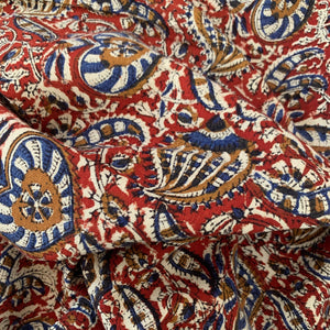 Indian Woodblock fabric in Red, Blue and White