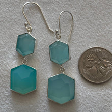 Load image into Gallery viewer, Two tier stones in stirling silver setting - acqua chalcedony

