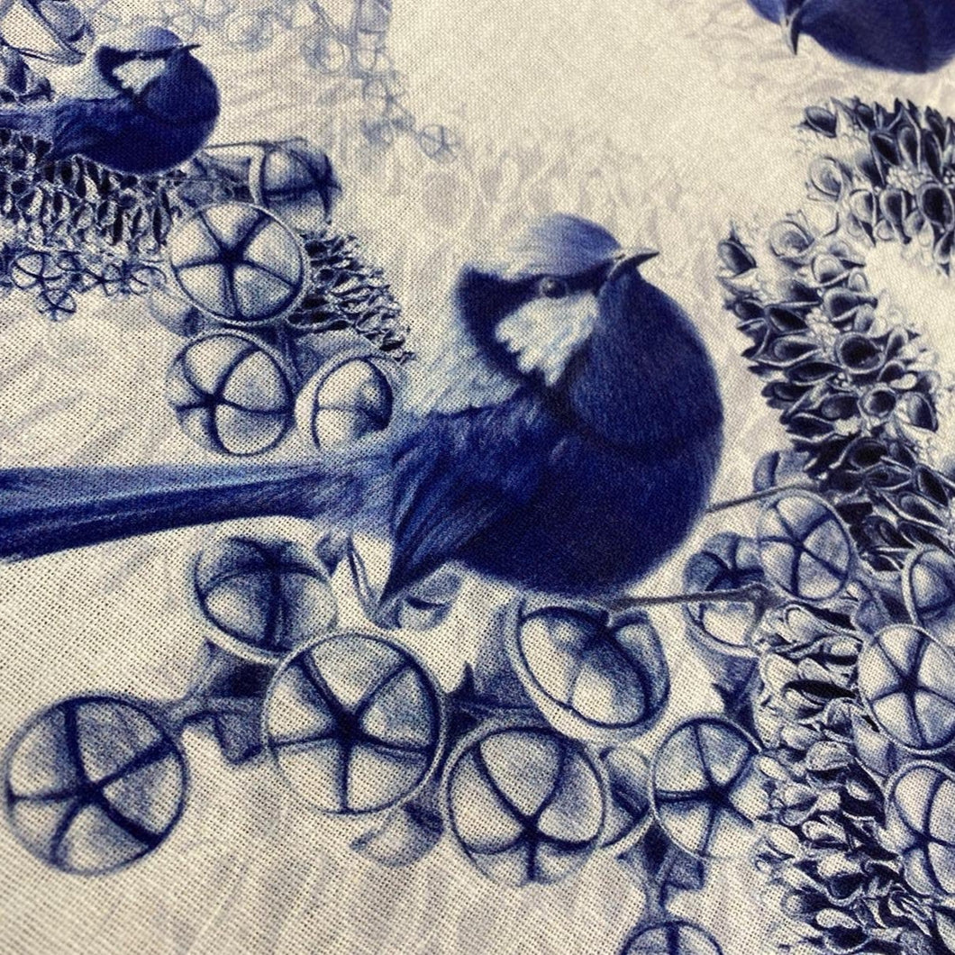 Blue Sparrow Birds Fabric