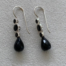 Load image into Gallery viewer, Black and silver drop earrings
