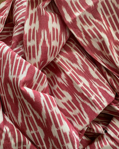 Woven Ikat soft red and cream  $42 per mt