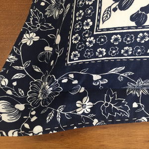 Navy and White floral cushion