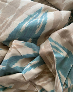 Woven Ikat blue, white and beige  $45 per mt