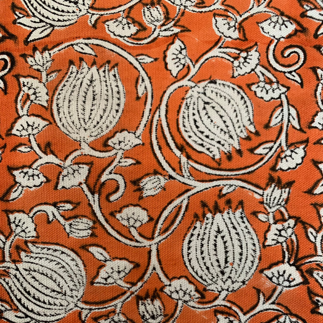 Woodblock Orange and White Floral